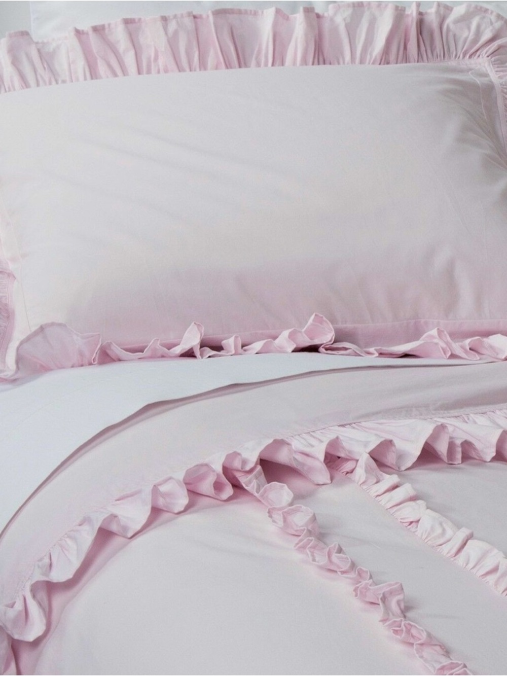 💕Shabby Chic Light Pink Ruffled Duvet Cover